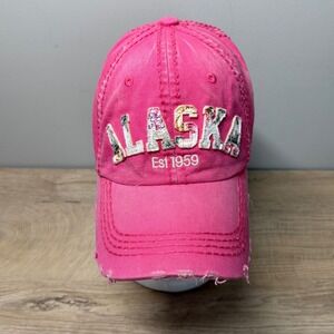 Robin Ruth Alaska Est 1959 Distressed Pink Baseball Cap Hat Travel Souvenir